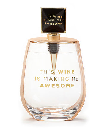 Wine Glass & Bottle Stopper Set, THIS WINE
